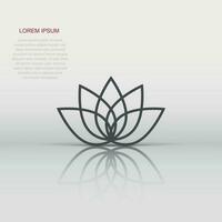 Lotus-Symbol im flachen Stil. Blumenblatt-Vektorillustration auf weißem getrenntem Hintergrund. Geschäftskonzept der Blütenpflanze. vektor