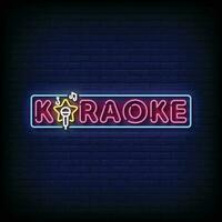 neon tecken karaoke med tegel vägg bakgrund vektor