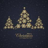 Schöne Schneeflocke der frohen Weihnachten des Festivals mit goldenem Baumde vektor