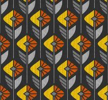 schwarz Vektor nahtlos Hintergrund mit geometrisch Gelb Orange Farben im Kunst Deko Stil