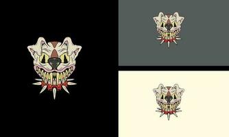 huvud hund zombie vektor maskot design