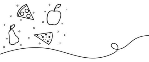 mat och frukt linje illustration för restaurang, Kafé, och mat affär vektor