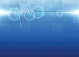 Herz Welle Technologie Hintergrund zeigt an das Rhythmus von das Herz Das ist Pumpen. dunkel Blau Hintergrund mit ein Gitter vektor