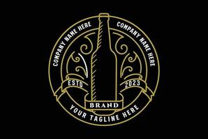 elegant Wein Champagner Bier Whiskey Flasche Abzeichen Emblem Etikette Design Vektor
