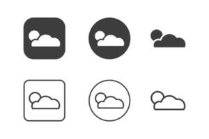 Wolke und Sonne Symbol Design 6 Variationen. Reise Symbole Satz, isoliert auf Weiß Hintergrund. vektor