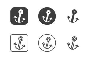 Anker Symbol Design 6 Variationen. Reise Symbole Satz, isoliert auf Weiß Hintergrund. vektor