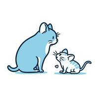 ein Katze und ein Maus haben ein freundlich Plaudern, minimalistisch Vektor Illustration