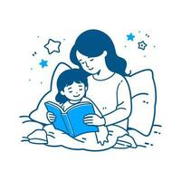 en förälder och en barn läsning en läggdags berättelse tillsammans vektor illustration