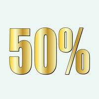 gyllene 50 procent font för erbjudande promo pris siffra rabatt vektor