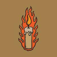 Kerze Feuer Kunst Illustration Hand gezeichnet Stil zum tätowieren Aufkleber Logo usw vektor