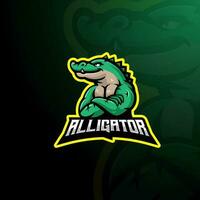alligator maskot logotyp design vektor med modern illustration begrepp stil för bricka, emblem och t skjorta utskrift. Häftigt krokodil illustration för team, gaming och sporter