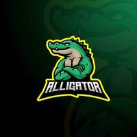 Alligator Maskottchen Logo Design Vektor mit modern Illustration Konzept Stil zum Abzeichen, Emblem und t Hemd Drucken. cool Krokodil Illustration zum Team, Spielen und Sport