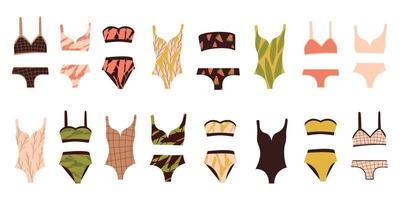 eine Reihe von Badeanzügen für ein Mädchen und eine Frau Badeanzug Sommer Badeanzug vektor
