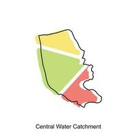 Vektor Karte von zentral Wasser Einzugsgebiet bunt Illustration Vorlage Design auf Weiß Hintergrund