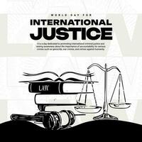 Welt Tag von International Gerechtigkeit Tag Sozial Medien Post Vorlage vektor