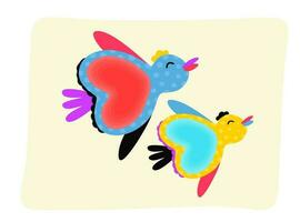 två fåglar i flyg. vektor söt illustration.