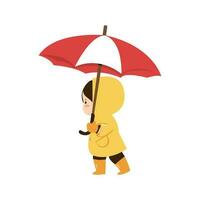 barn flicka med ett paraply vektor
