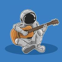 astronaut spelar gitarr vektor premium vektor