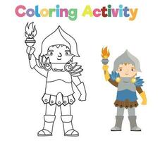 Färbung Aktivität zum Kinder. Färbung Fee Geschichte mittelalterlich Königreich. Vektor Datei.