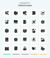 kreativ statistisk analys 25 glyf fast svart ikon packa sådan som Graf. statistisk. Graf analys. paj. Diagram vektor