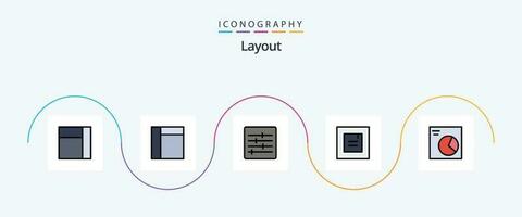 Layout Linie gefüllt eben 5 Symbol Pack einschließlich . Analytik. vektor