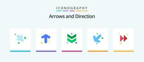 Pfeil eben 5 Symbol Pack einschließlich . Rechts. Sparren. nach vorne. links. kreativ Symbole Design vektor