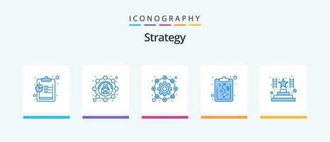 Strategie Blau 5 Symbol Pack einschließlich . Erfolg. Aufbau. steigen. Management. kreativ Symbole Design vektor