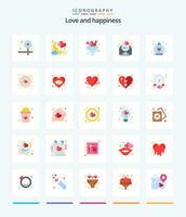 kreativ kärlek 25 platt ikon packa sådan som parfym. doft. kärlek skål. alla hjärtans dag. kärlek vektor
