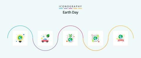 jord dag platt 5 ikon packa Inklusive återvunnet. jorden. grön. vård. växt vektor