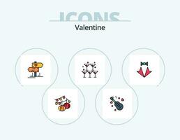 valentine linje fylld ikon packa 5 ikon design. gitarr. dag. kärlek. alla hjärtans dag. bröllop vektor