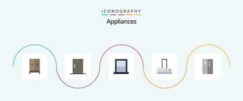 apparater platt 5 ikon packa Inklusive apparater. fläkt. Hem apparater. extraktor. Hem vektor