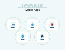 mobil appar platt ikon packa 5 ikon design. app. musik. kontroller. mobil. telefon vektor