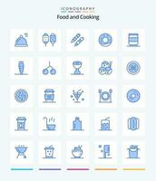 kreativ mat 25 blå ikon packa sådan som morot. burk. grilla. öl. munkar vektor