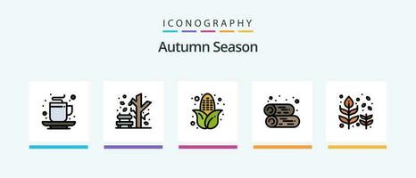Herbst Linie gefüllt 5 Symbol Pack einschließlich gesund. Lebensmittel. Tee. Feige. fallen. kreativ Symbole Design vektor
