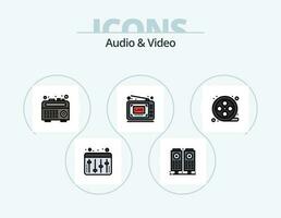 audio och video linje fylld ikon packa 5 ikon design. . video. ljud. media. video kamera vektor