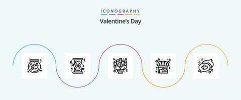 Valentinsgrüße Tag Linie 5 Symbol Pack einschließlich Valentinstag. Geschäft. Sanduhr. Liebe. Geschenk vektor