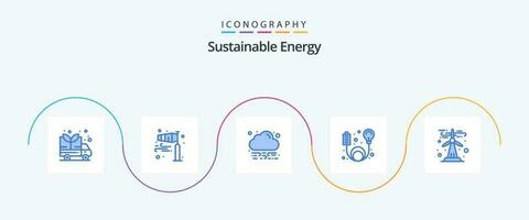 nachhaltig Energie Blau 5 Symbol Pack einschließlich verlängerbar. Ökologie. Energie. Energie. Kabel vektor