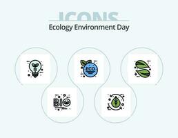 ekologi linje fylld ikon packa 5 ikon design. blad. ekologi. gas. blad. miljövänligt vektor