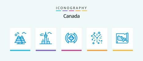 kanada blå 5 ikon packa Inklusive värld. brand. torn. brand arbete. träd. kreativ ikoner design vektor