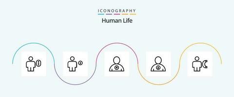 Mensch Linie 5 Symbol Pack einschließlich Körper. Benutzer. Energie. nächste. Herz vektor