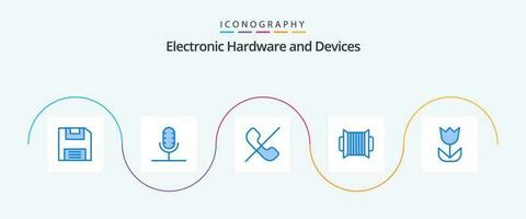Geräte Blau 5 Symbol Pack einschließlich Blume. Musik. Forderung. Instrument. Akkordeon vektor