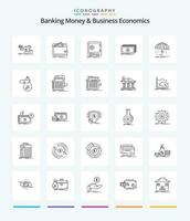 kreativ bank pengar och företag ekonomi 25 översikt ikon packa sådan som finansiera. kontanter. personlig. kassaskåp. säker vektor