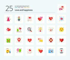 kärlek 25 platt Färg ikon packa Inklusive hjärta. kärlek hjärtan. gest. kärlek. emojis vektor