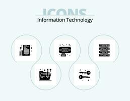 information teknologi glyf ikon packa 5 ikon design. . kuggstång montera. fil. kuggstång. gränssnitt vektor