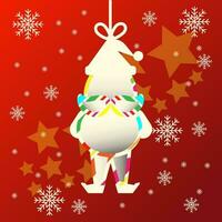 glad jul hälsning kort, jul med santa claus band, rosett, och snö, stjärna baner platt design vektor illustration