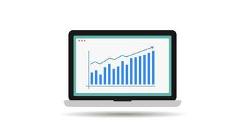 Wachstum Diagramm Diagramm Graph im Laptop Bildschirm zum erfolgreich Mission unglaublich finanziell Wachstum Vektor Illustration