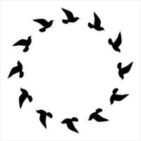 fliegende Vögel Silhouetten Muster Tapete. Vektorillustration. isoliertes Vogelfliegen. Tattoo Design. Vorlage für Karte, Paket und Hintergrundbild. vektor