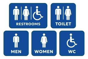 Öffentlichkeit Toilette Zeichen Vektor Illustration einstellen Mann und Frau und Rollstuhl