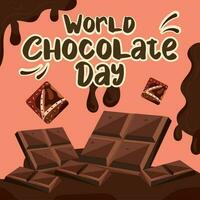 färgad värld choklad dag mall vektor illustration