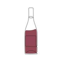 flaska av röd vin dragen i ett kontinuerlig linje. ett linje teckning, minimalism. vektor illustration.